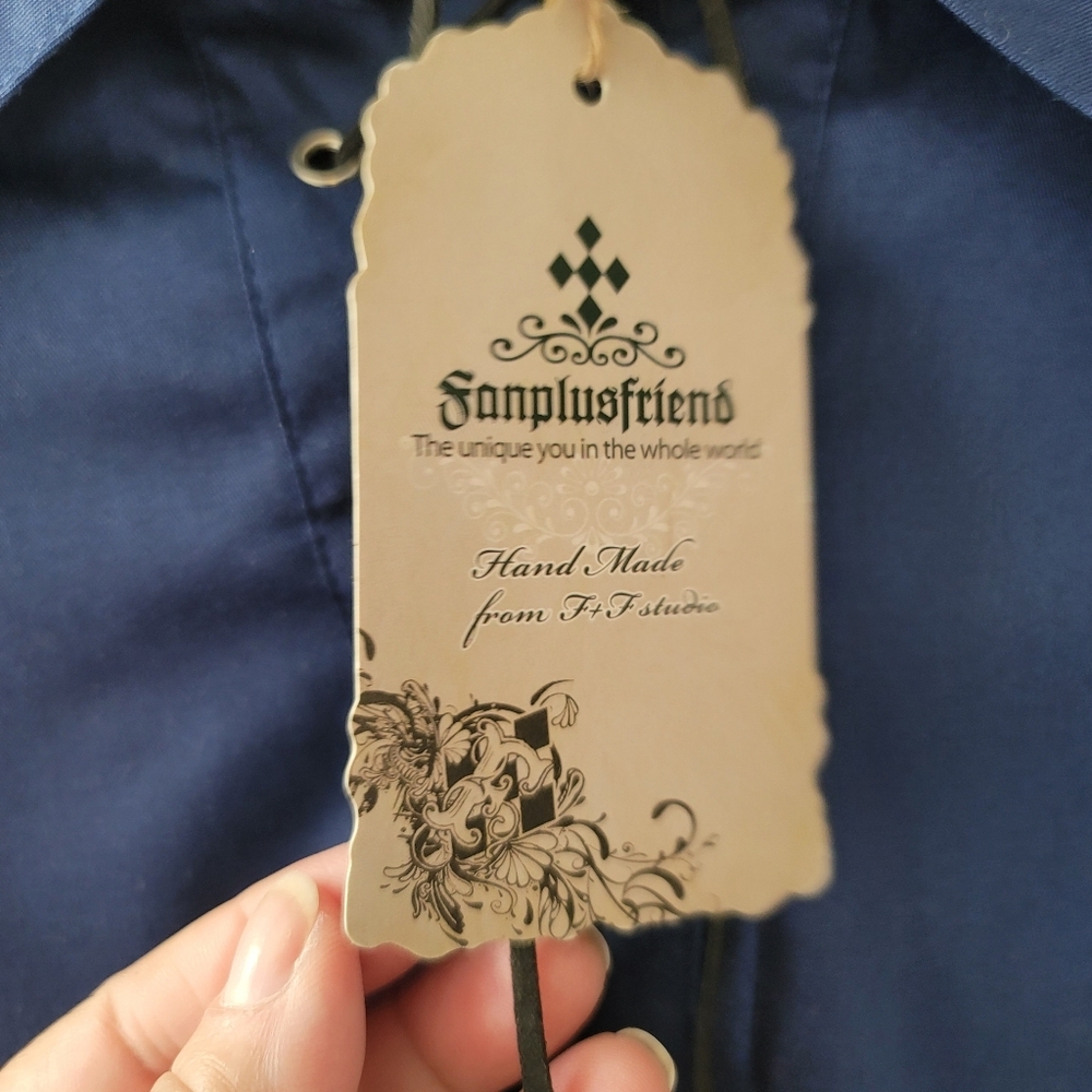 Sz Large NWT Navy Fansplusfriend Renaissance Top Steampunk Gothic Medieval - Picture 11 of 14